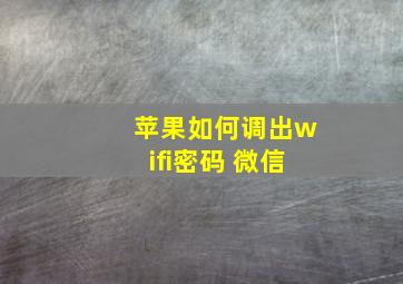 苹果如何调出wifi密码 微信